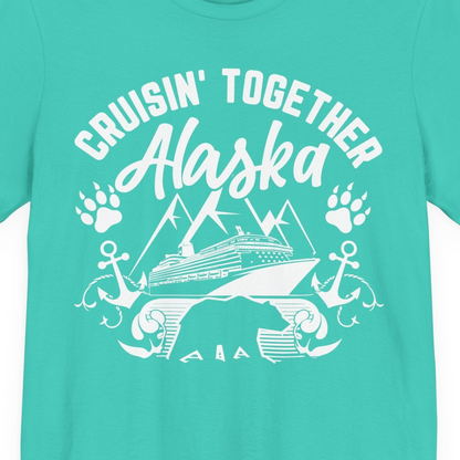 Alaska Cruise Adventure Shirt Premium T-Shirt – Teal – Alaska Cruise Shirts Close Up