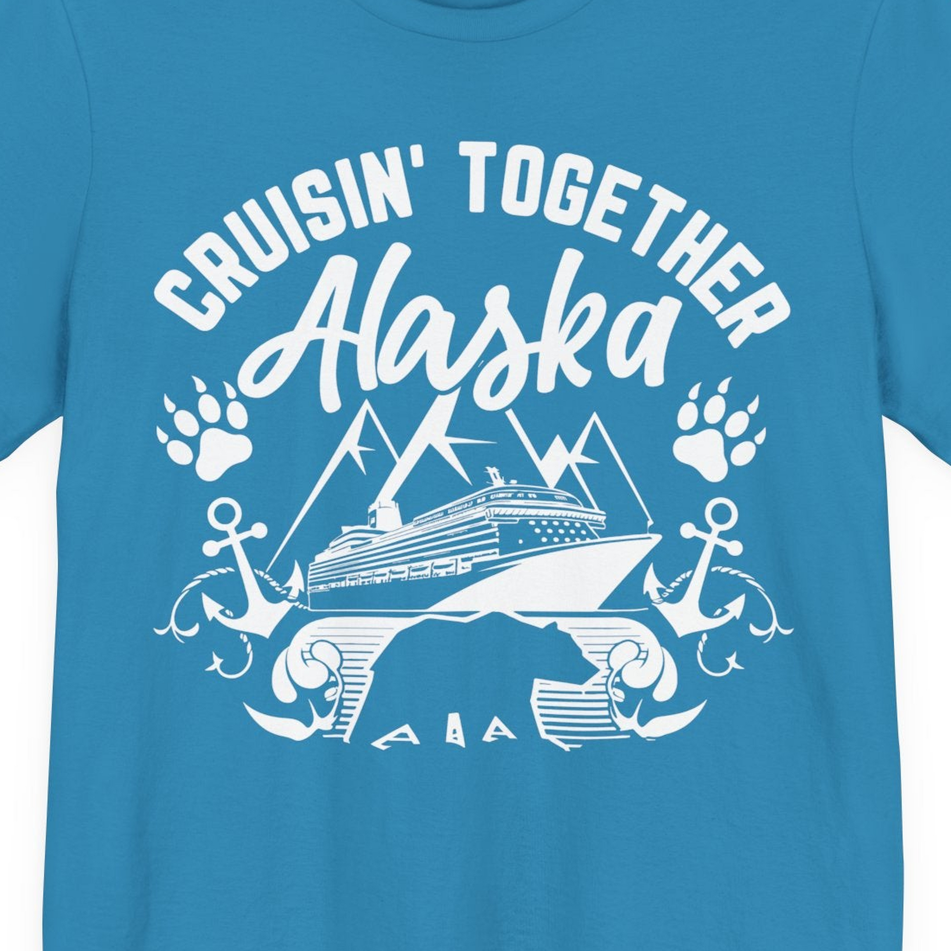 Alaska Cruise Adventure Shirt Premium T-Shirt – Aqua – Alaska Cruise Shirts Close Up