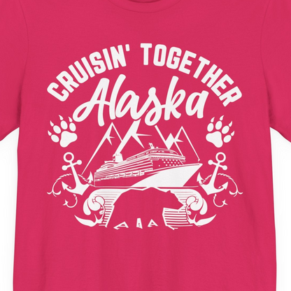 Alaska Cruise Adventure Shirt Premium T-Shirt – Fuchsia – Alaska Cruise Shirts Close Up