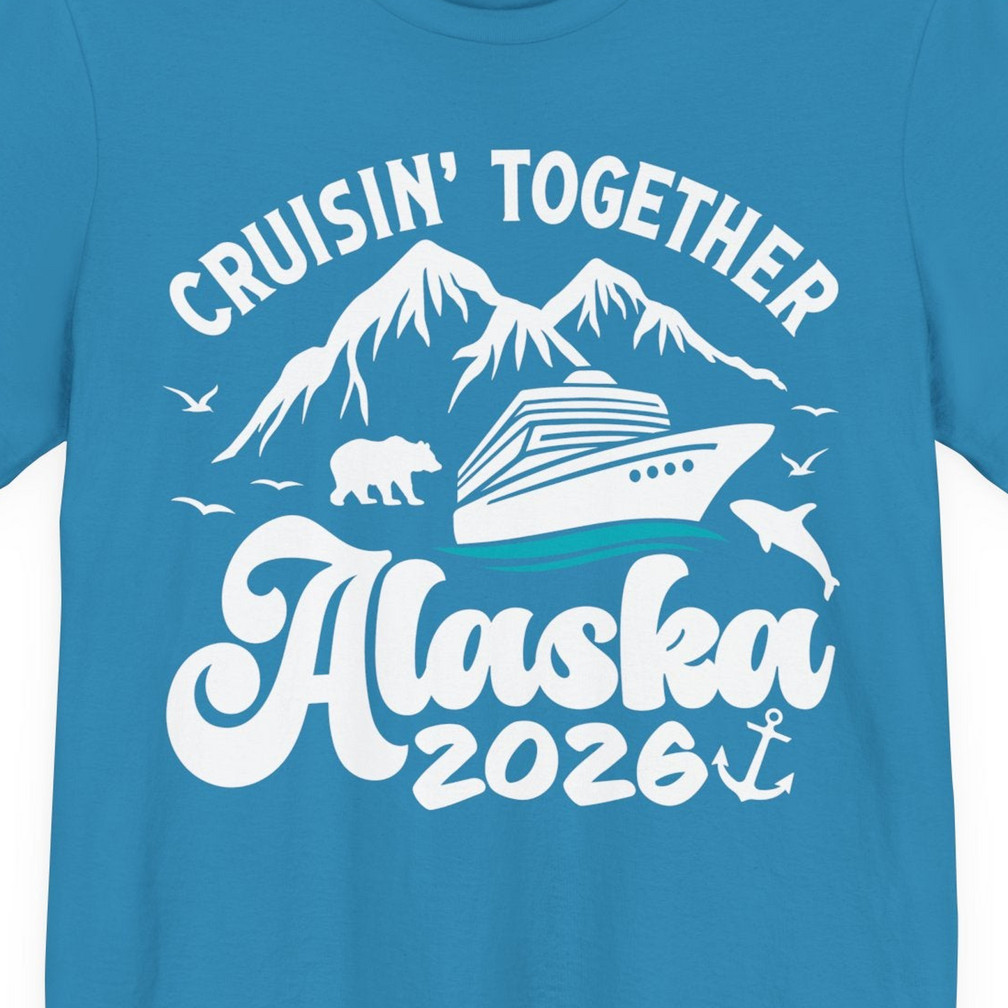 Alaska Cruise Adventure Shirt Premium T-Shirt – Aqua – Alaska Cruise Shirts Close Up