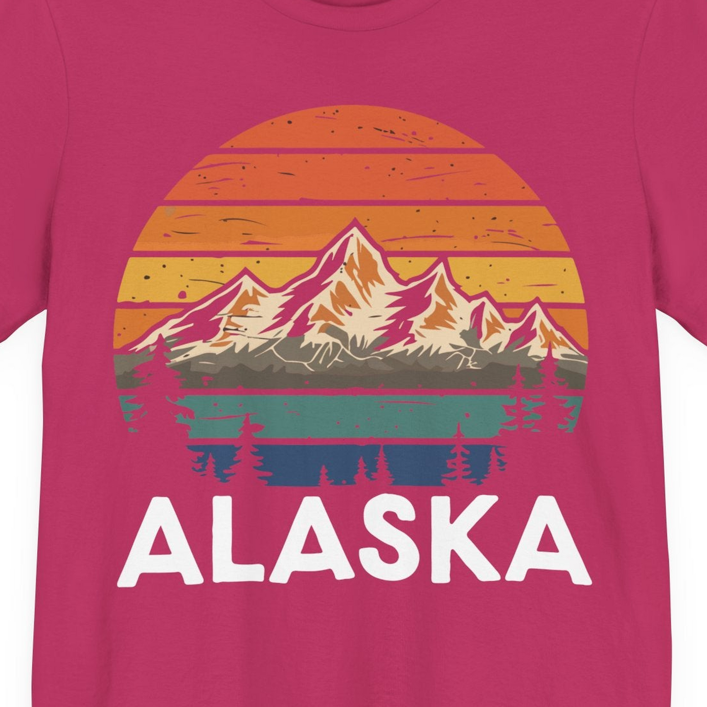Retro Alaska Mountain Scenery Shirt Premium T-Shirt – Berry – Alaska Cruise Shirts Close Up