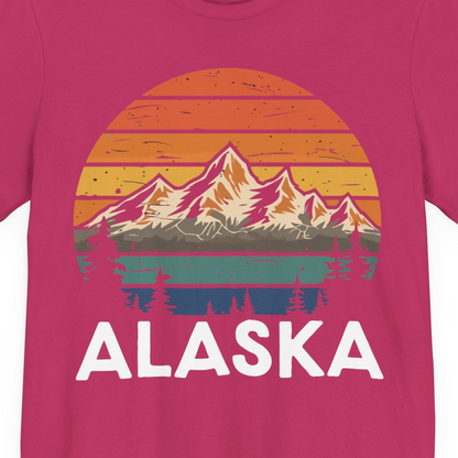 Retro Alaska Mountain Scenery Shirt Premium T-Shirt – Berry – Alaska Cruise Shirts Close Up