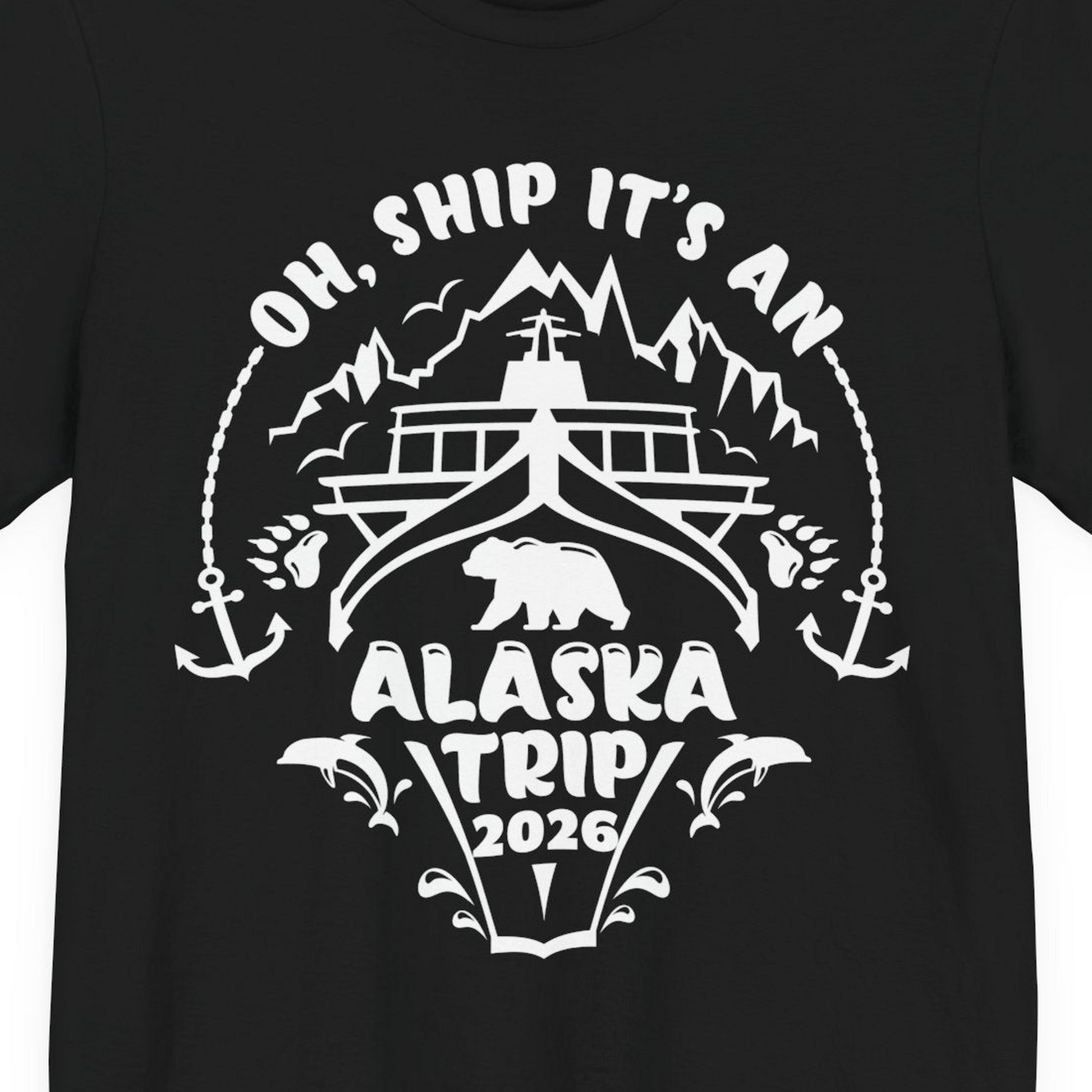 Oh Ship It’s an Alaska Trip 2026 Cruise and Wildlife Shirt — Premium Tee Premium T-Shirt – Black – Alaska Cruise Shirts Close Up