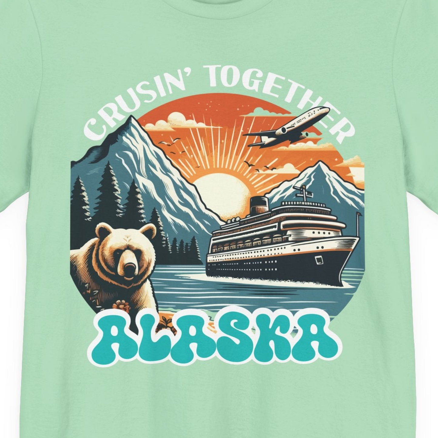 Alaska Cruise Shirt Premium T-Shirt – Mint – Alaska Cruise Shirts Close Up