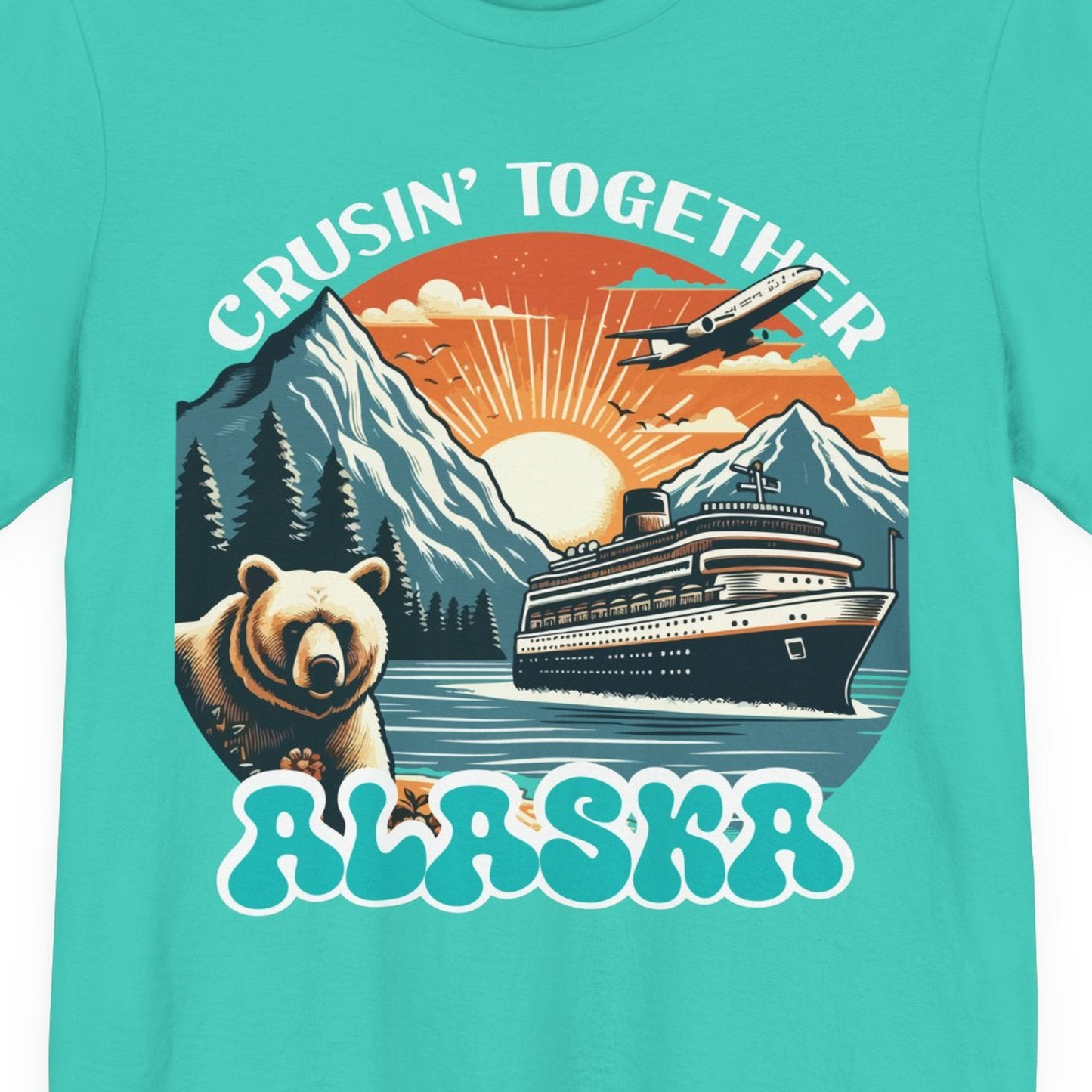 Alaska Cruise Shirt Premium T-Shirt – Teal – Alaska Cruise Shirts Close Up