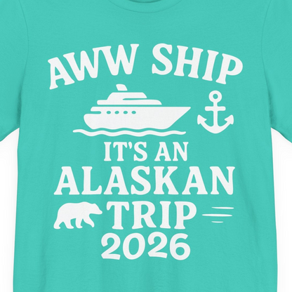 Alaska Cruise Shirt Premium T-Shirt – Teal – Alaska Cruise Shirts Close Up