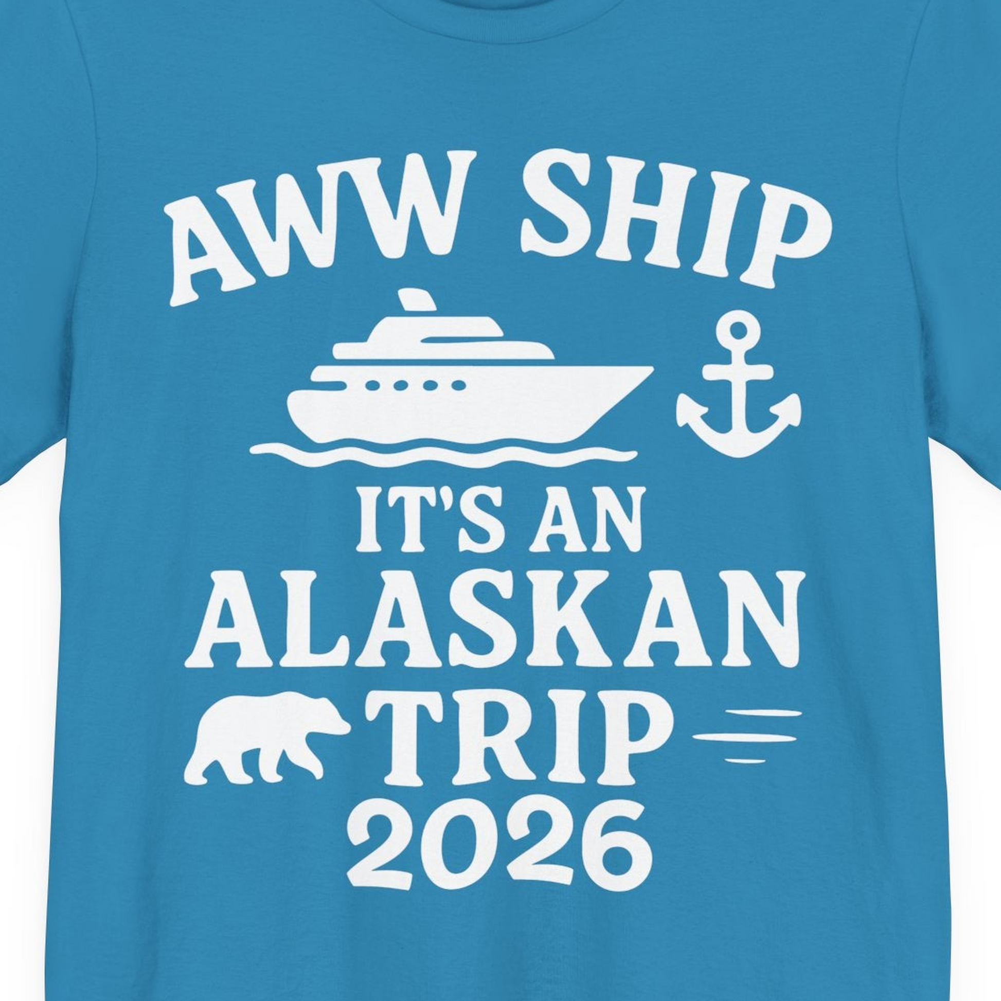 Alaska Cruise Shirt Premium T-Shirt – Aqua – Alaska Cruise Shirts Close Up