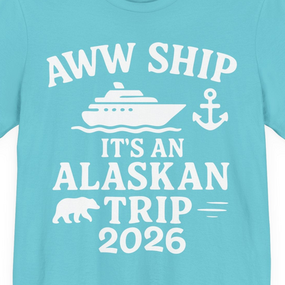 Alaska Cruise Shirt Premium T-Shirt – Turquoise – Alaska Cruise Shirts Close Up