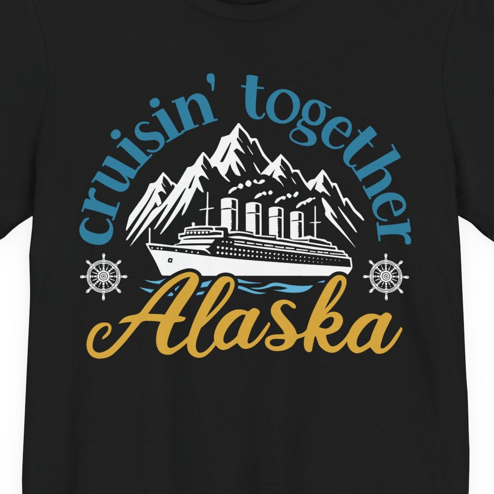 Alaska Cruise Adventure Shirt Premium T-Shirt – Black – Alaska Cruise Shirts Close Up