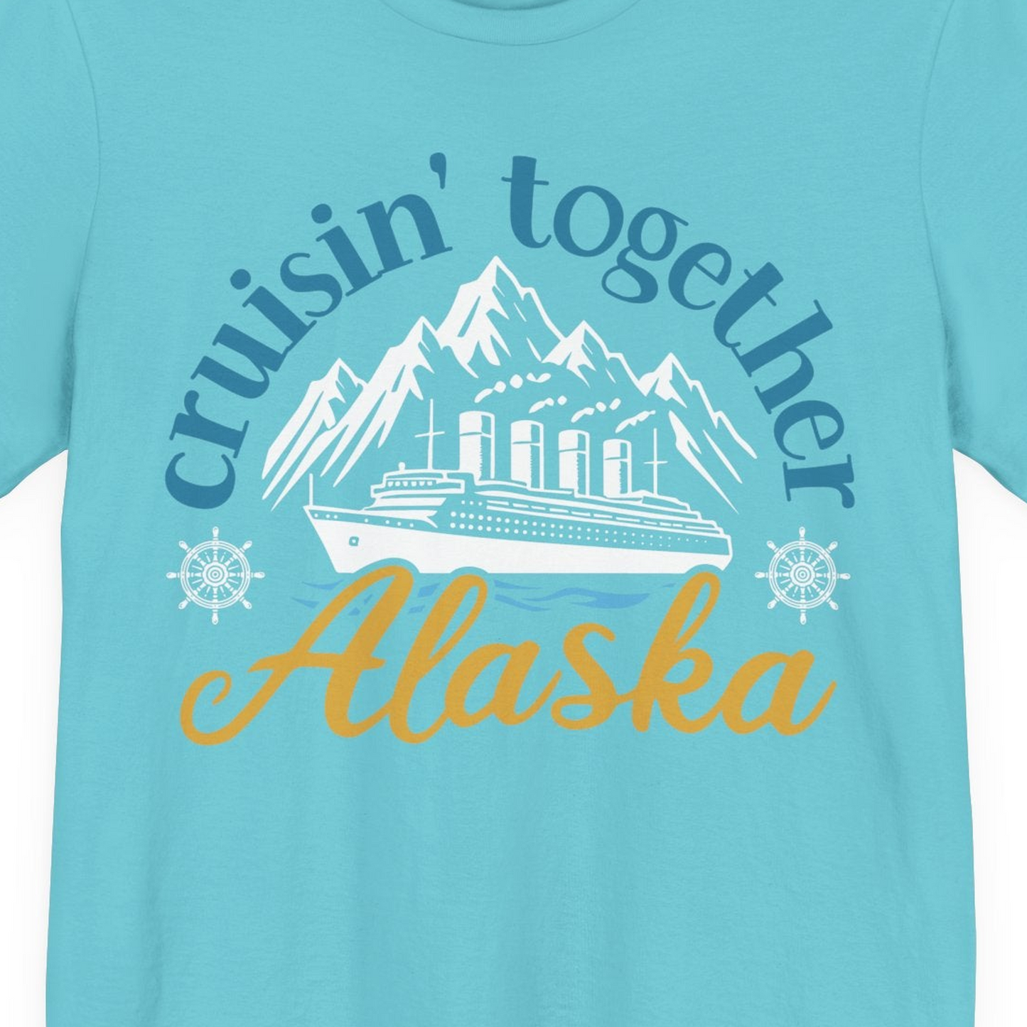 Alaska Cruise Adventure Shirt Premium T-Shirt – Turquoise – Alaska Cruise Shirts Close Up