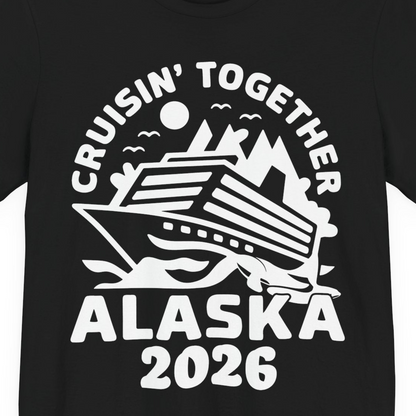 Cruisin Together Alaska Cruise Shirt Premium T-Shirt – Black – Alaska Cruise Shirts Close Up