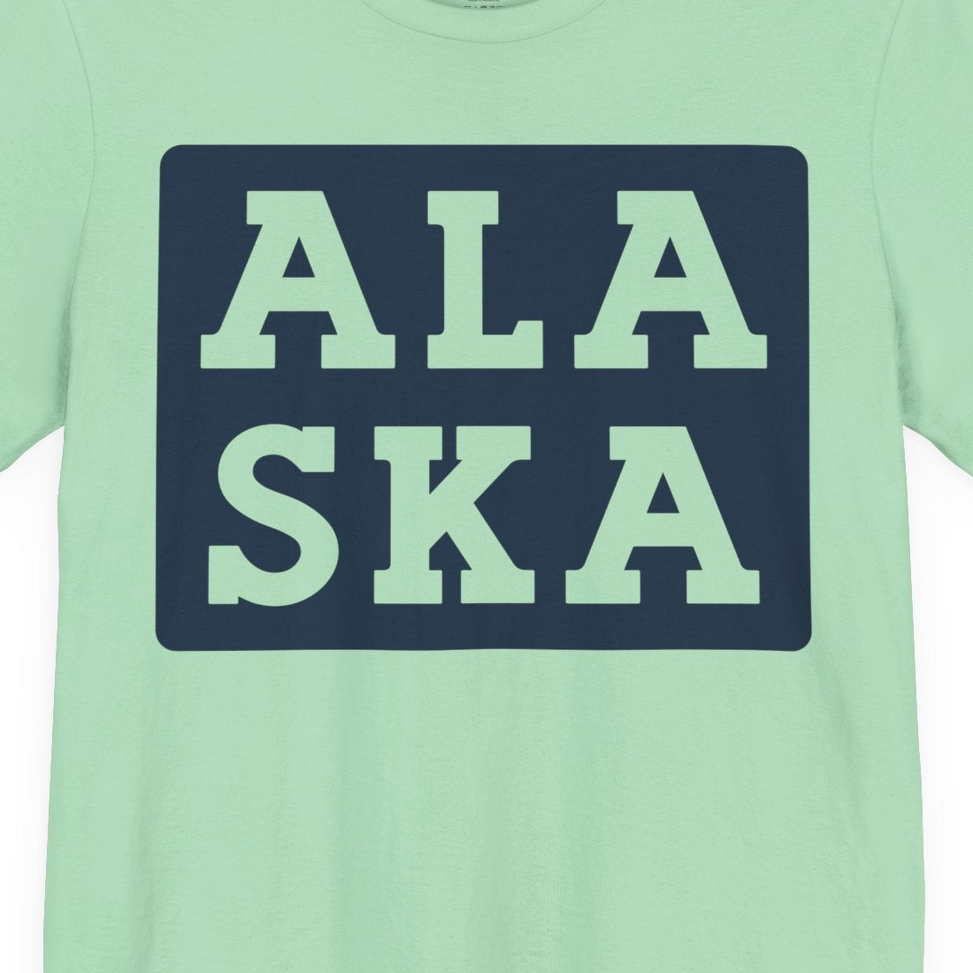 Bold Alaska Block Text Shirt Premium T-Shirt – Mint – Alaska Cruise Shirts Close Up