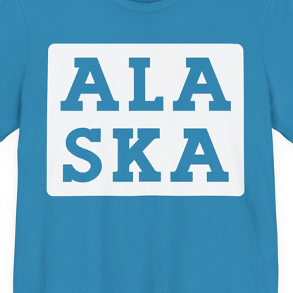 Bold Alaska Block Text Shirt Premium T-Shirt – Aqua – Alaska Cruise Shirts Close Up
