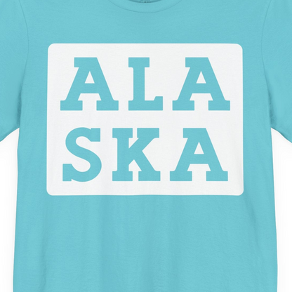 Bold Alaska Block Text Shirt Premium T-Shirt – Turquoise – Alaska Cruise Shirts Close Up