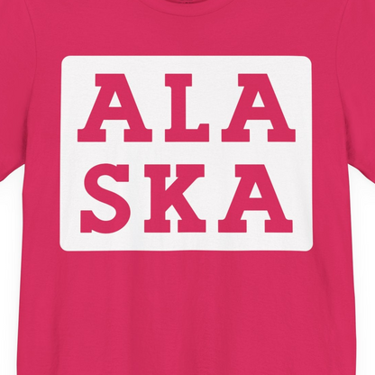 Bold Alaska Block Text Shirt Premium T-Shirt – Fuchsia – Alaska Cruise Shirts Close Up