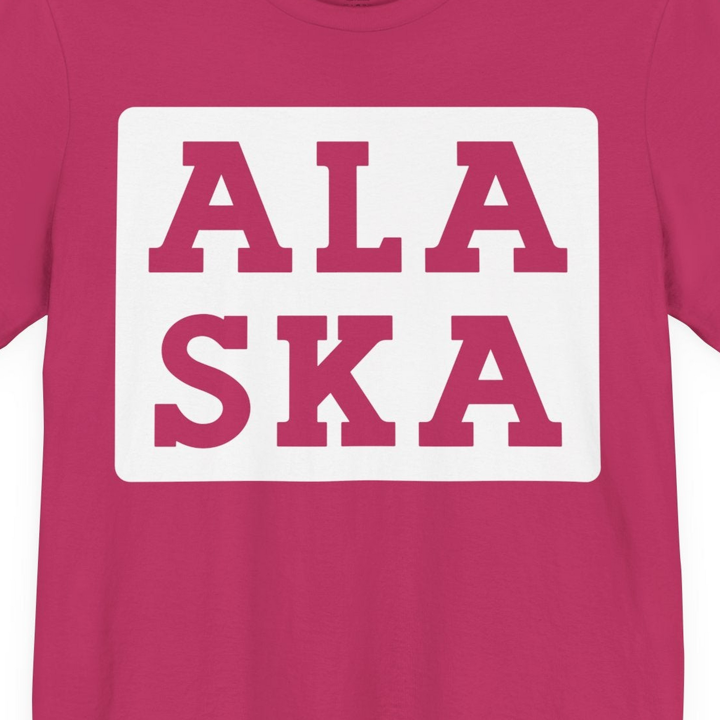 Bold Alaska Block Text Shirt Premium T-Shirt – Berry – Alaska Cruise Shirts Close Up