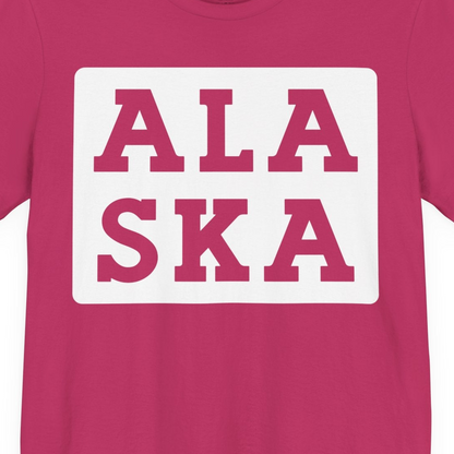 Bold Alaska Block Text Shirt Premium T-Shirt – Berry – Alaska Cruise Shirts Close Up