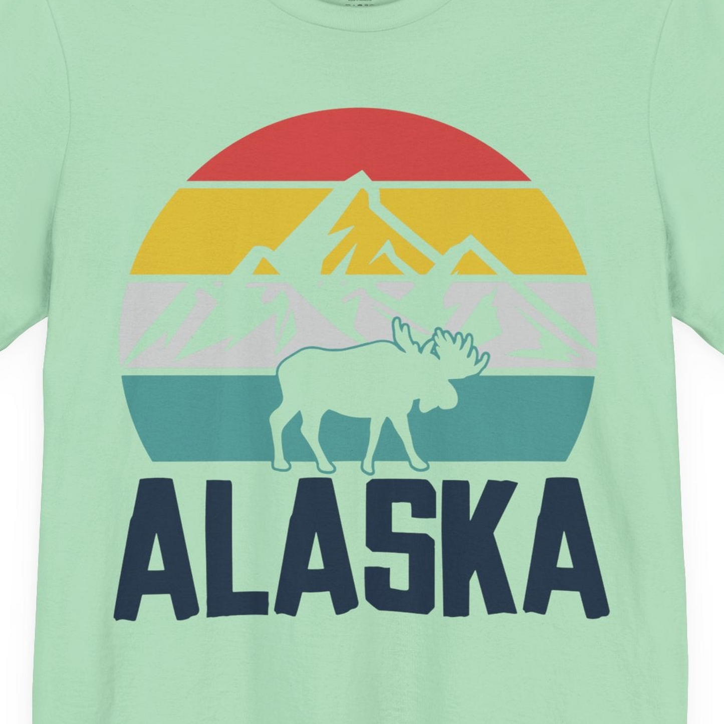 Retro Alaska Moose Silhouette Shirt Premium T-Shirt – Mint – Alaska Cruise Shirts Close Up