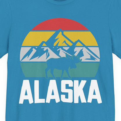 Retro Alaska Moose Silhouette Shirt Premium T-Shirt – Aqua – Alaska Cruise Shirts Close Up