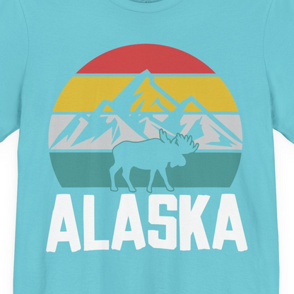 Retro Alaska Moose Silhouette Shirt Premium T-Shirt – Turquoise – Alaska Cruise Shirts Close Up