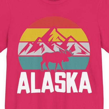 Retro Alaska Moose Silhouette Shirt Premium T-Shirt – Fuchsia – Alaska Cruise Shirts Close Up