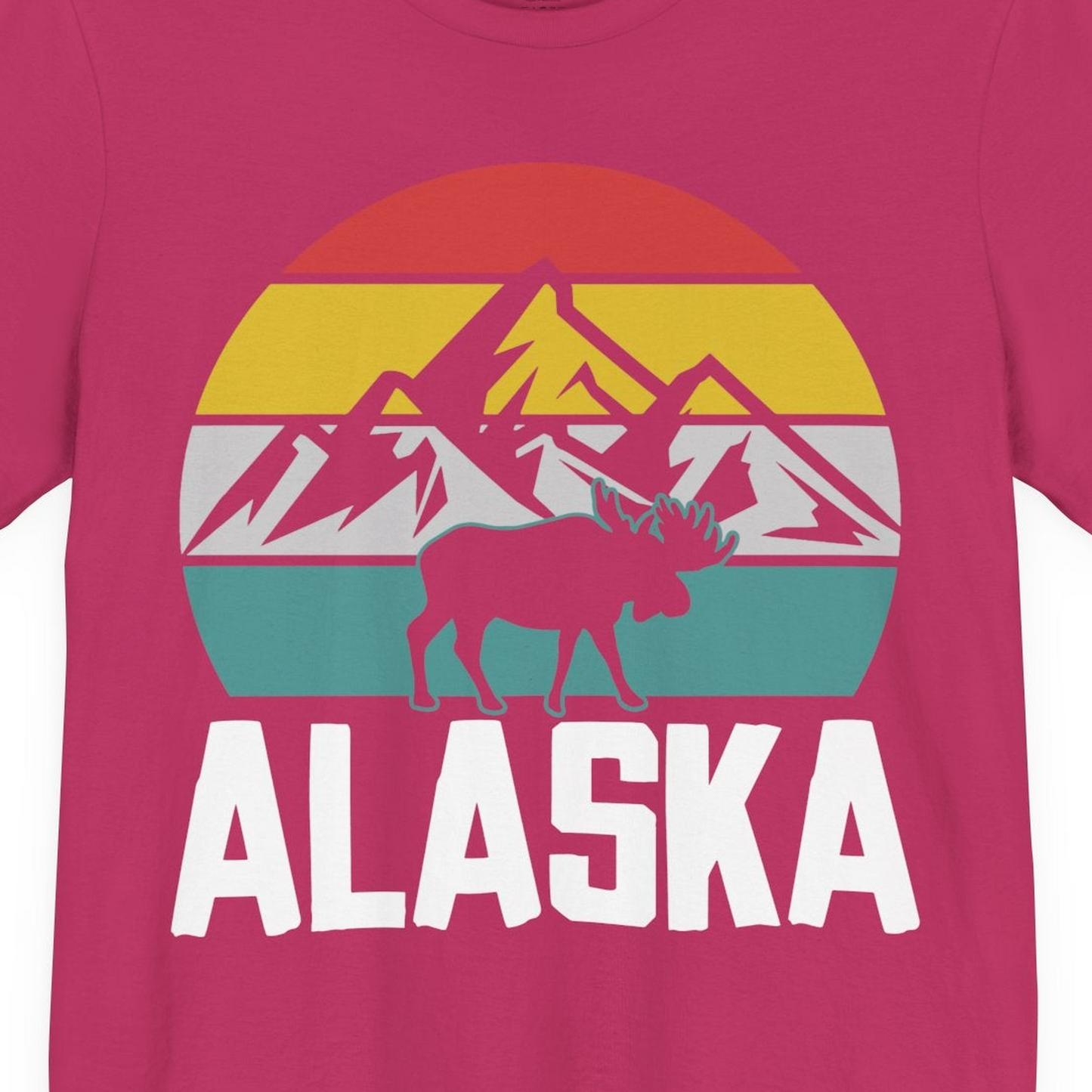 Retro Alaska Moose Silhouette Shirt Premium T-Shirt – Berry – Alaska Cruise Shirts Close Up