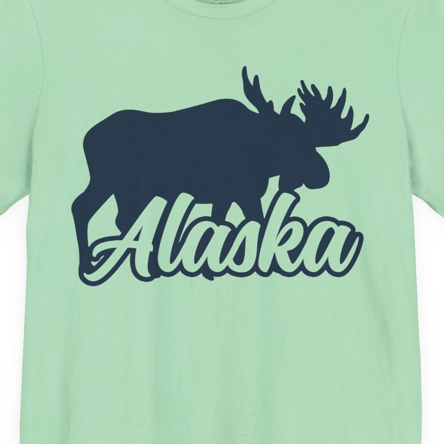 Alaska Moose Wildlife Silhouette Shirt Premium T-Shirt – Mint – Alaska Cruise Shirts Close Up