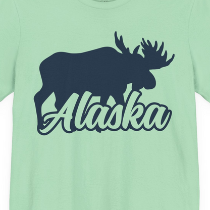 Alaska Moose Wildlife Silhouette Shirt Premium T-Shirt – Mint – Alaska Cruise Shirts Close Up