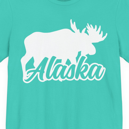 Alaska Moose Wildlife Silhouette Shirt Premium T-Shirt – Teal – Alaska Cruise Shirts Close Up