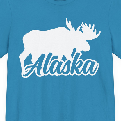 Alaska Moose Wildlife Silhouette Shirt Premium T-Shirt – Aqua – Alaska Cruise Shirts Close Up