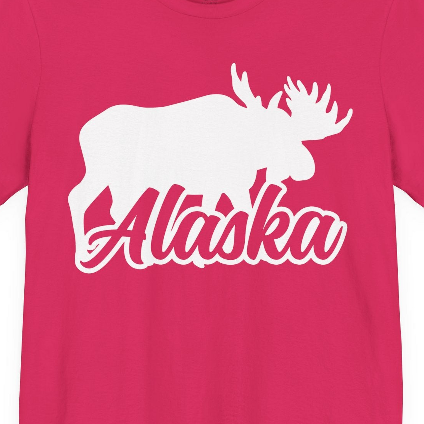 Alaska Moose Wildlife Silhouette Shirt Premium T-Shirt – Fuchsia – Alaska Cruise Shirts Close Up