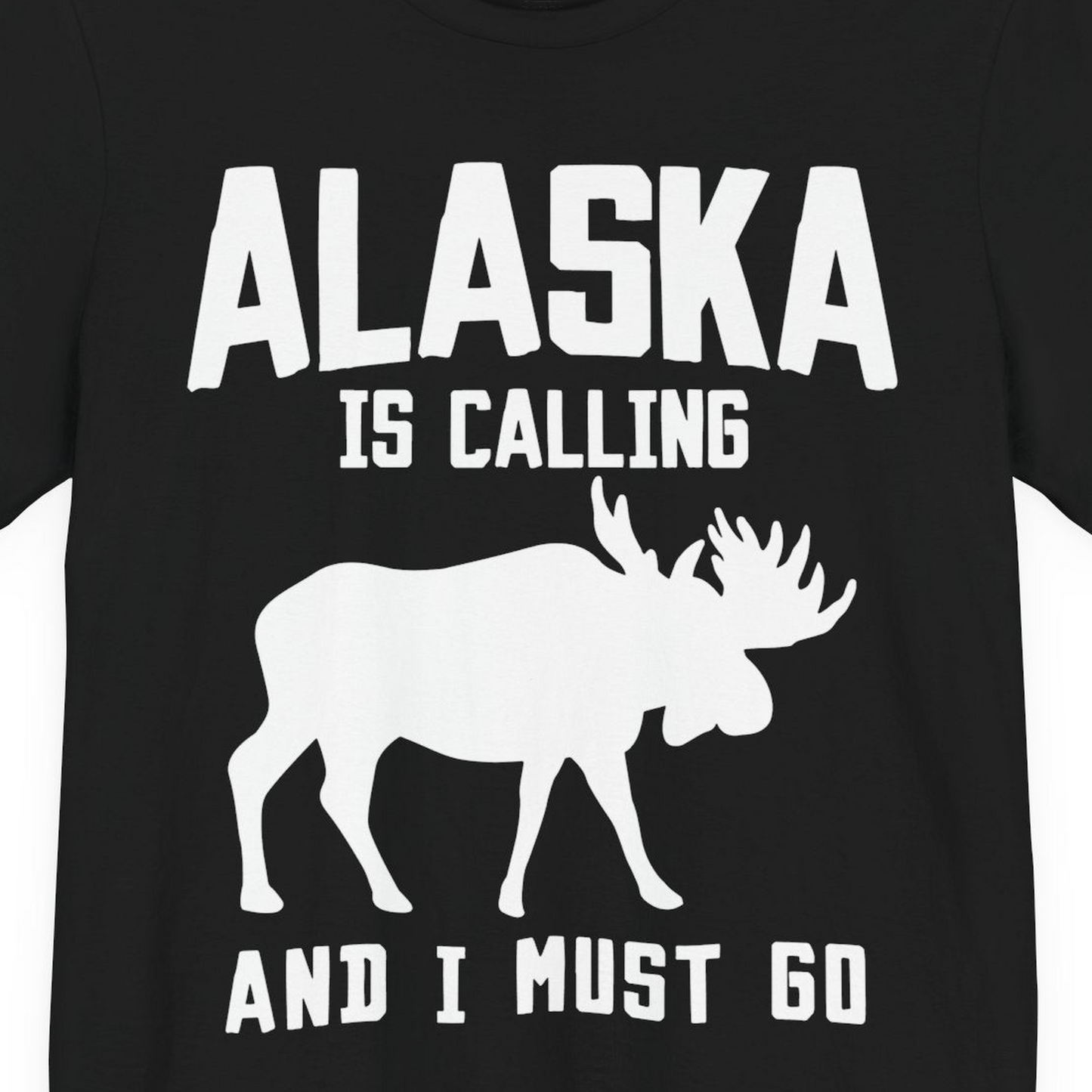 Alaska Is Calling Moose Silhouette Shirt Premium T-Shirt – Black – Alaska Cruise Shirts Close Up