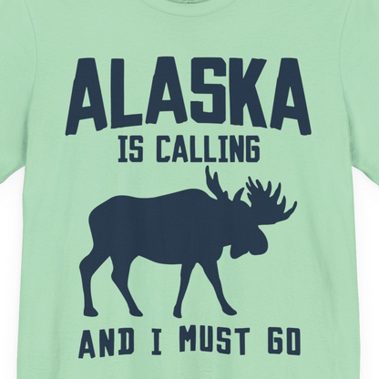 Alaska Is Calling Moose Silhouette Shirt Premium T-Shirt – Mint – Alaska Cruise Shirts Close Up