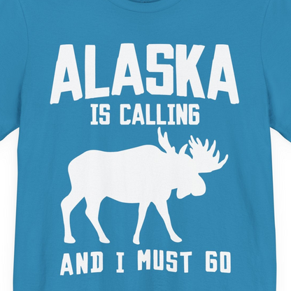 Alaska Is Calling Moose Silhouette Shirt Premium T-Shirt – Aqua – Alaska Cruise Shirts Close Up