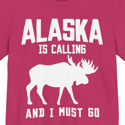 Alaska Is Calling Moose Silhouette Shirt Premium T-Shirt – Berry – Alaska Cruise Shirts Close Up