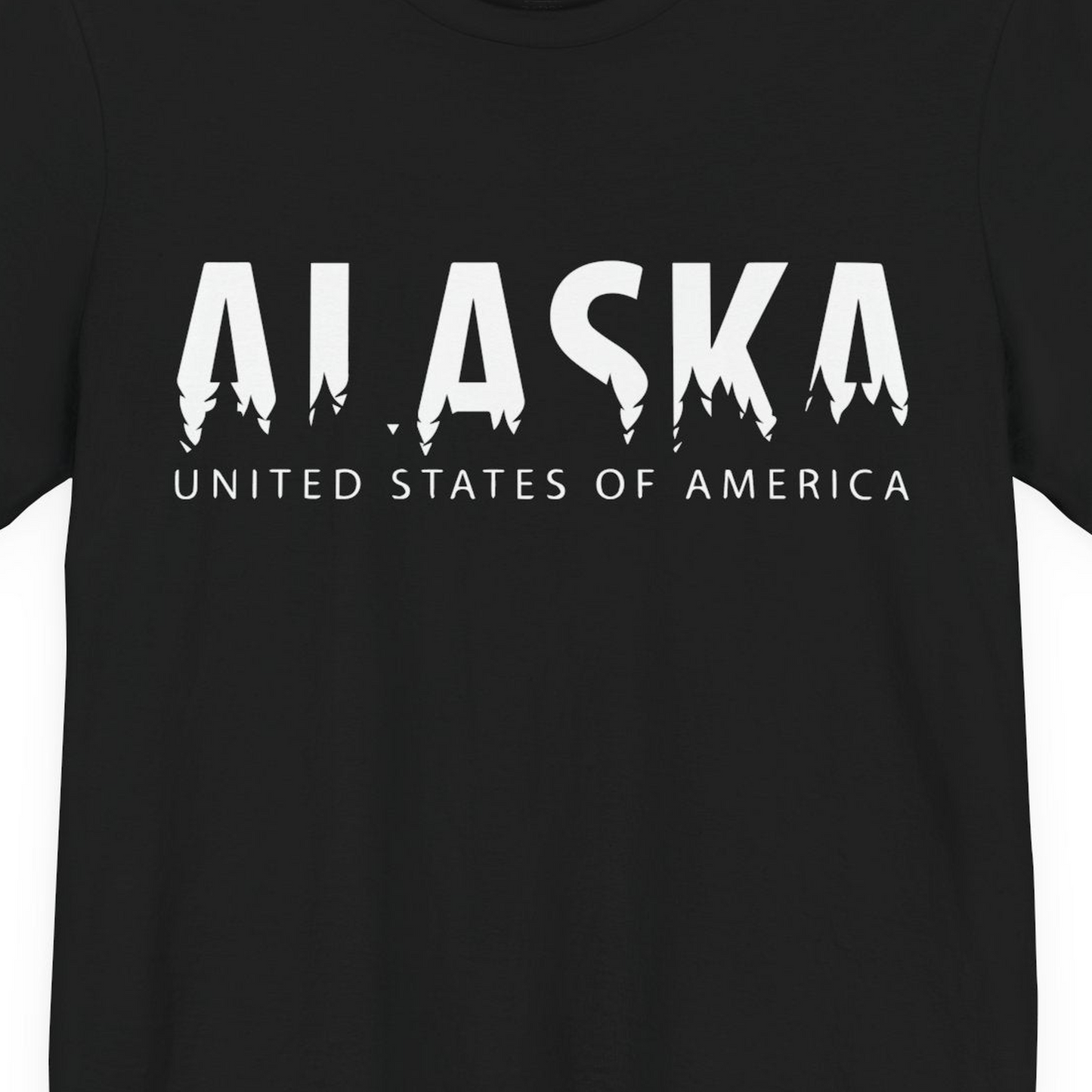 Alaska United States Typography Shirt Premium T-Shirt – Black – Alaska Cruise Shirts Close Up