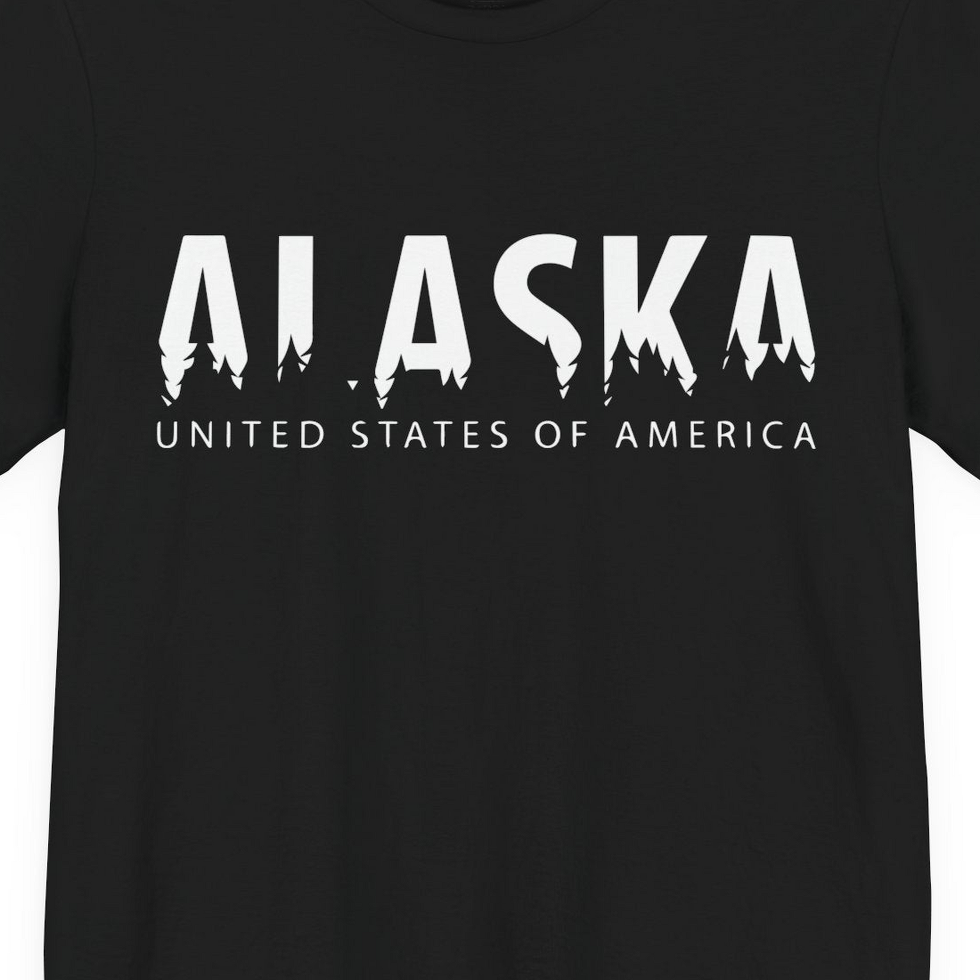 Alaska United States Typography Shirt Premium T-Shirt – Black – Alaska Cruise Shirts Close Up