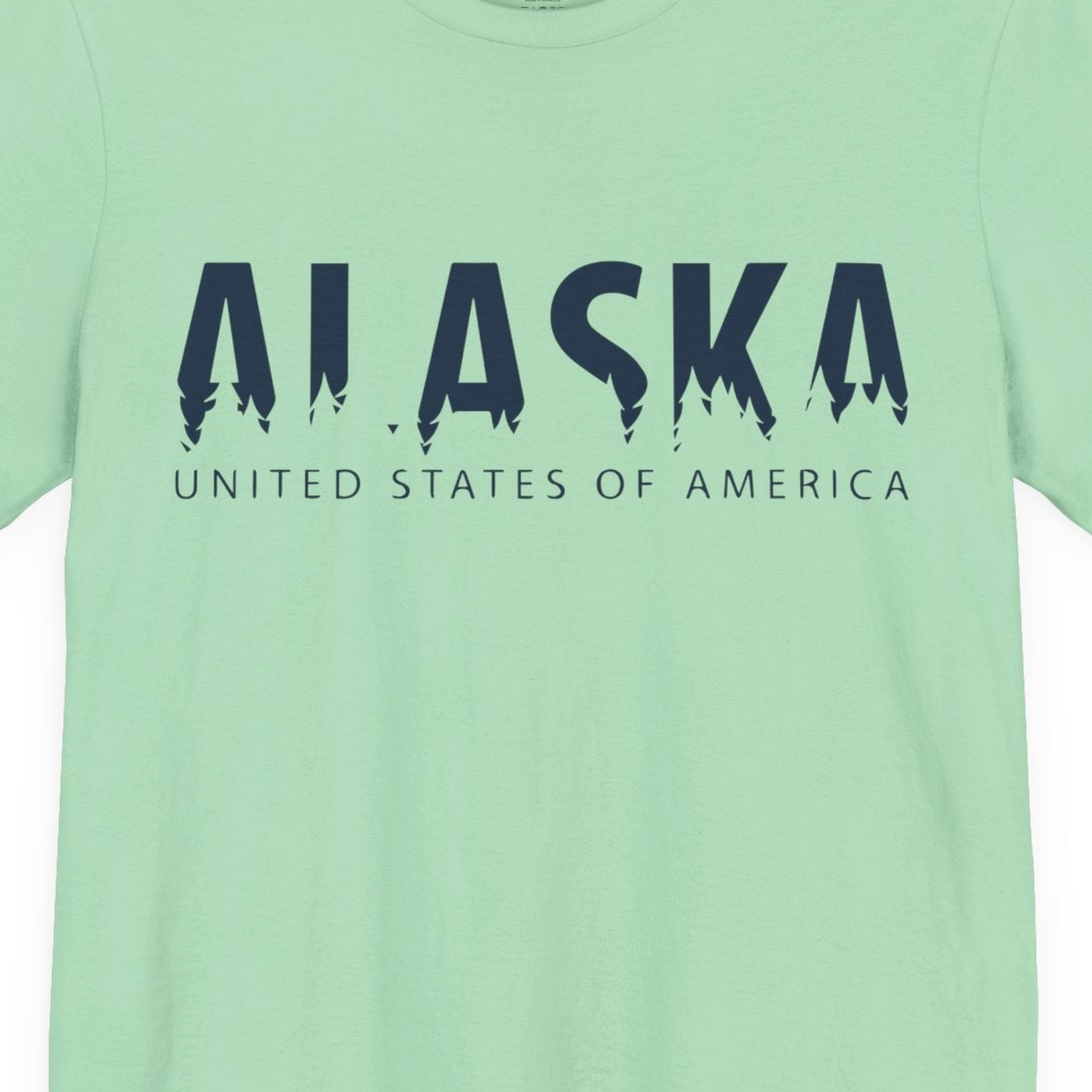 Alaska United States Typography Shirt Premium T-Shirt – Mint – Alaska Cruise Shirts Close Up