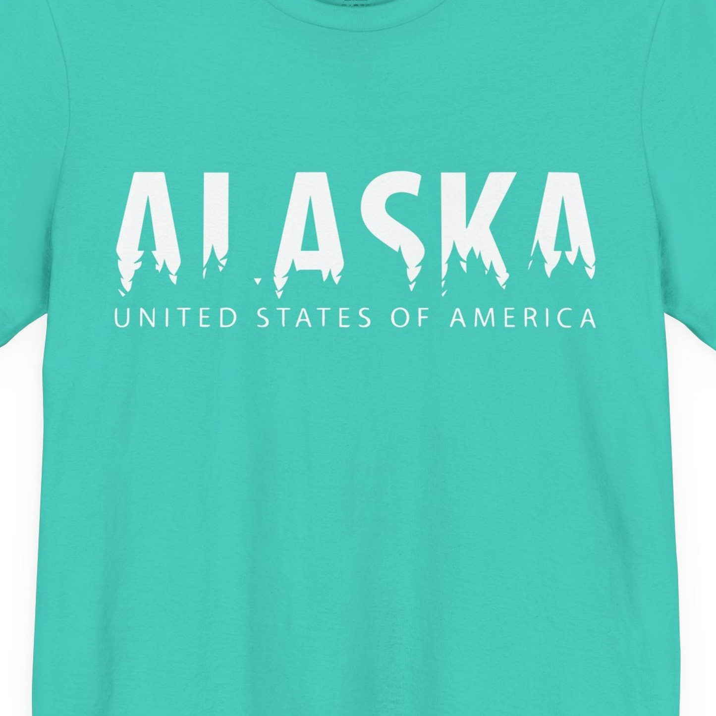 Alaska United States Typography Shirt Premium T-Shirt – Teal – Alaska Cruise Shirts Close Up