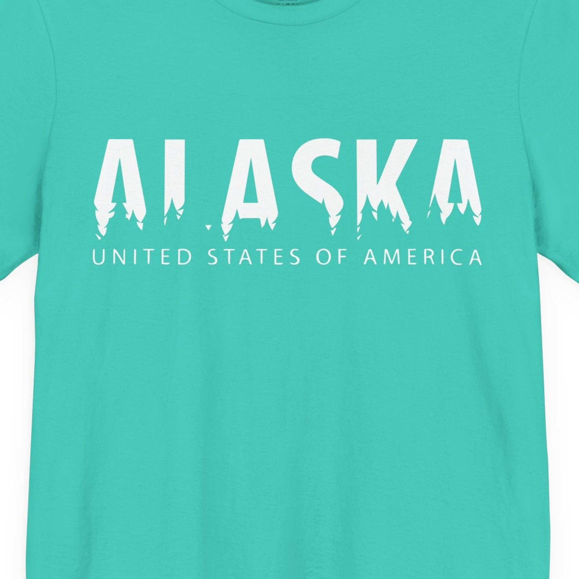 Alaska United States Typography Shirt Premium T-Shirt – Teal – Alaska Cruise Shirts Close Up