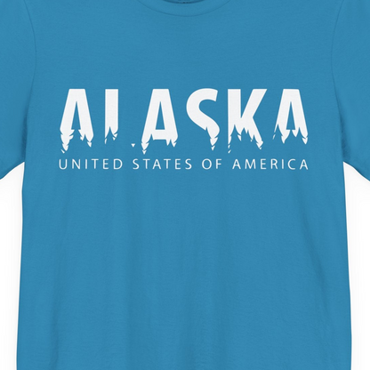 Alaska United States Typography Shirt Premium T-Shirt – Aqua – Alaska Cruise Shirts Close Up