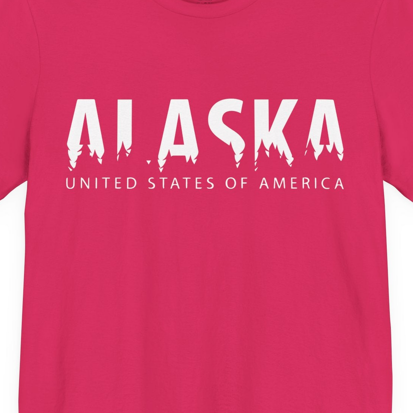 Alaska United States Typography Shirt Premium T-Shirt – Fuchsia – Alaska Cruise Shirts Close Up