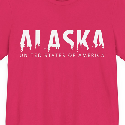 Alaska United States Typography Shirt Premium T-Shirt – Fuchsia – Alaska Cruise Shirts Close Up