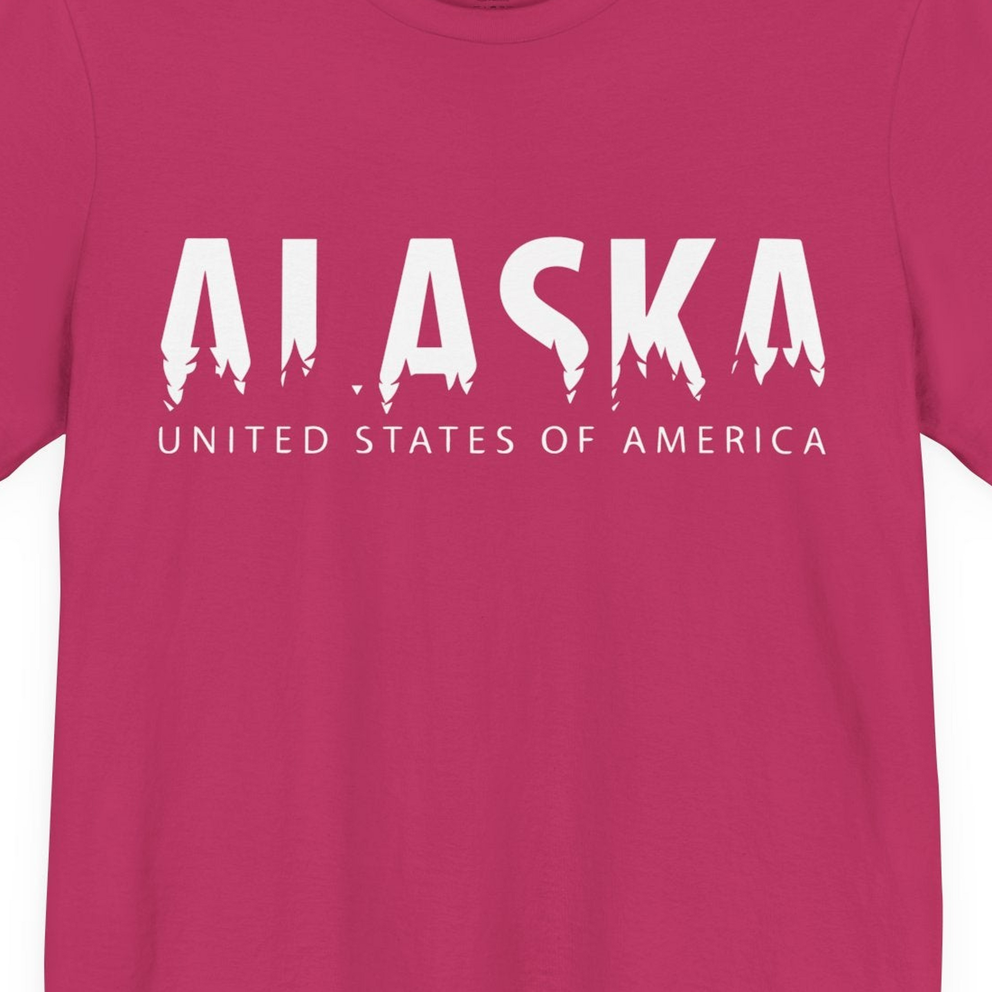 Alaska United States Typography Shirt Premium T-Shirt – Berry – Alaska Cruise Shirts Close Up