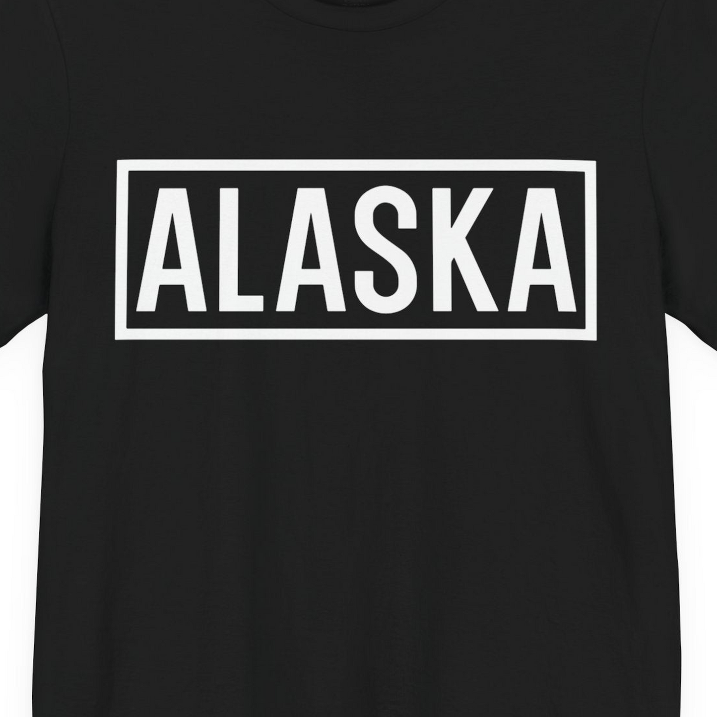 Alaska Bold Text Minimalist Monochrome Graphic Shirt for Travelers — Premium Tee Premium T-Shirt – Black – Alaska Cruise Shirts Close Up
