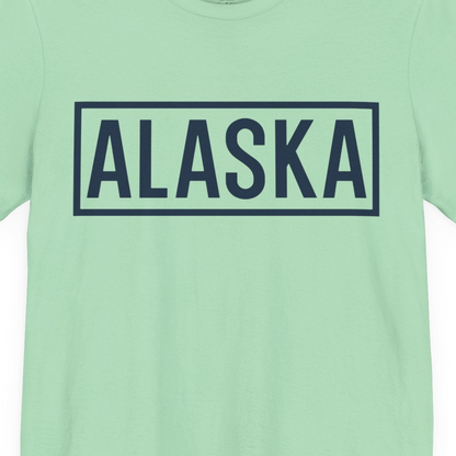 Alaska Bold Text Minimalist Monochrome Graphic Shirt for Travelers — Premium Tee Premium T-Shirt – Mint – Alaska Cruise Shirts Close Up