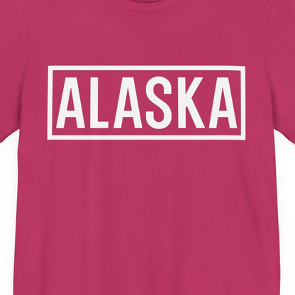 Alaska Bold Text Minimalist Monochrome Graphic Shirt for Travelers — Premium Tee Premium T-Shirt – Berry – Alaska Cruise Shirts Close Up