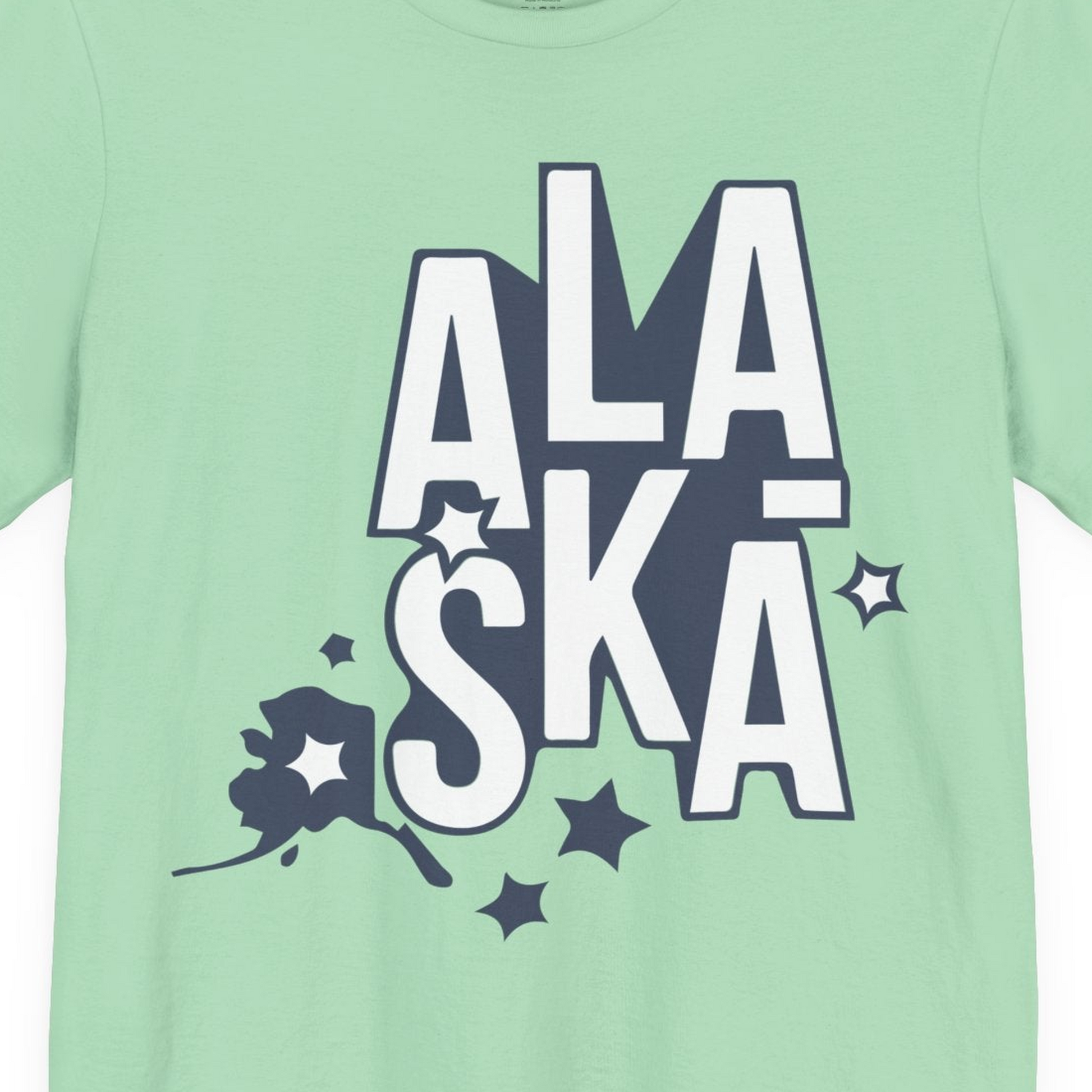 Alaska Stars Bold Typography Shirt Premium T-Shirt – Mint – Alaska Cruise Shirts Close Up