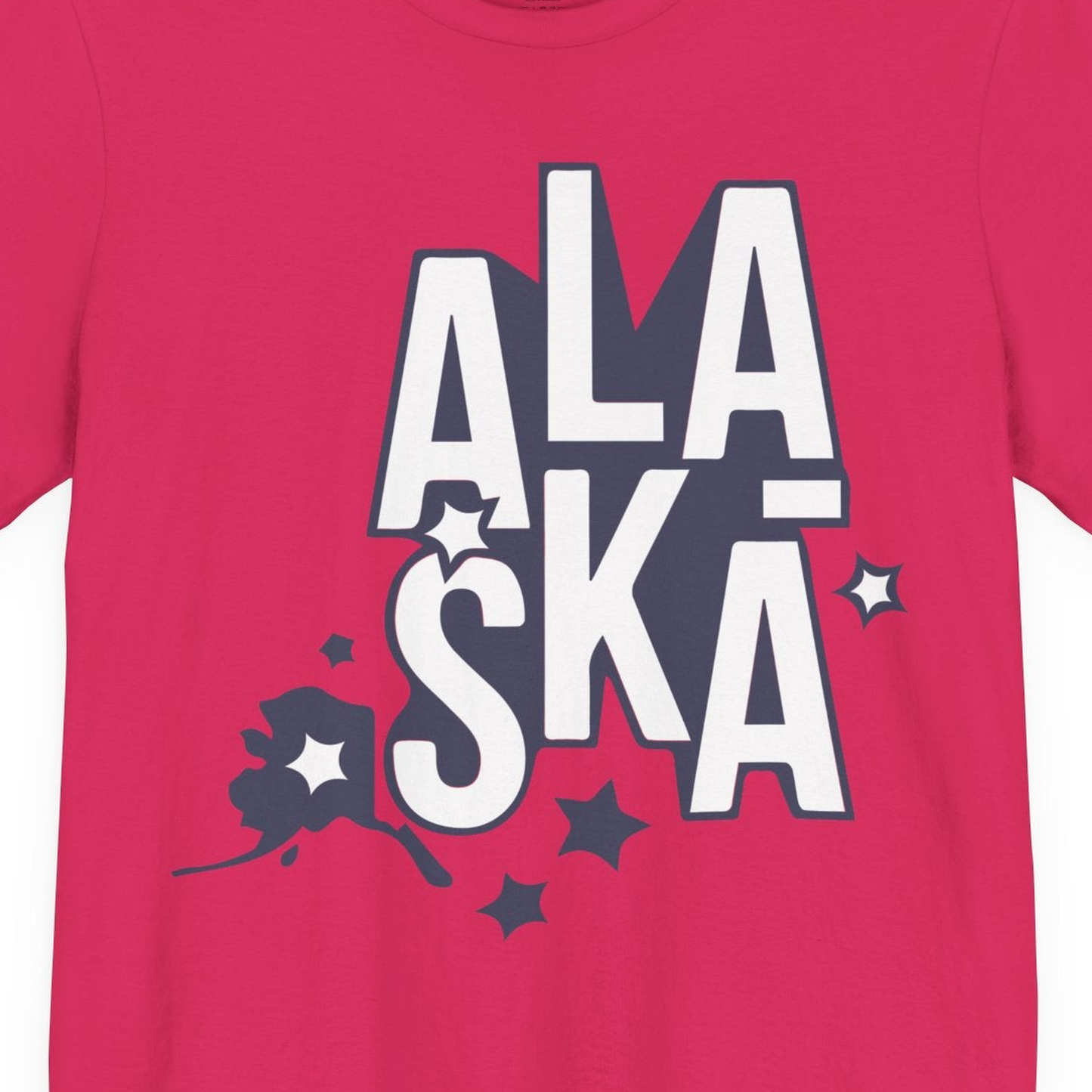 Alaska Stars Bold Typography Shirt Premium T-Shirt – Fuchsia – Alaska Cruise Shirts Close Up