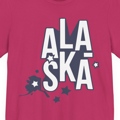 Alaska Stars Bold Typography Shirt Premium T-Shirt – Berry – Alaska Cruise Shirts Close Up